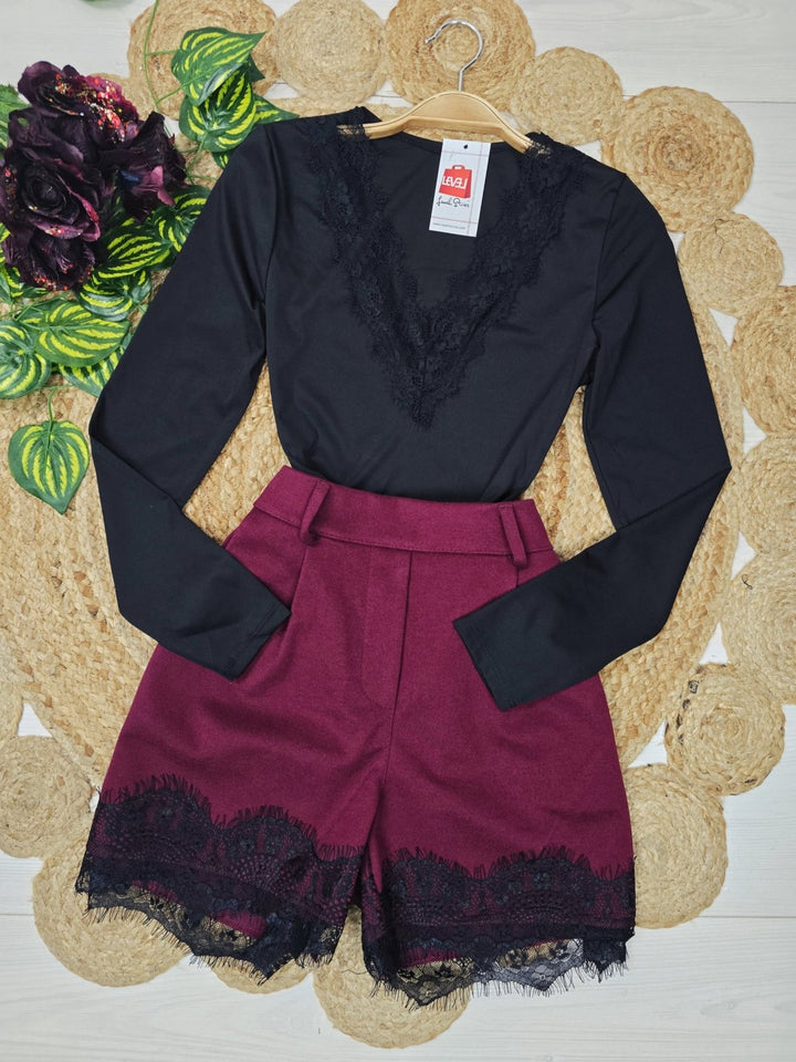 short in panno elastico sul retro in pizzo elasticizzata non inclusa la cintura con tasche Beige Level Stores