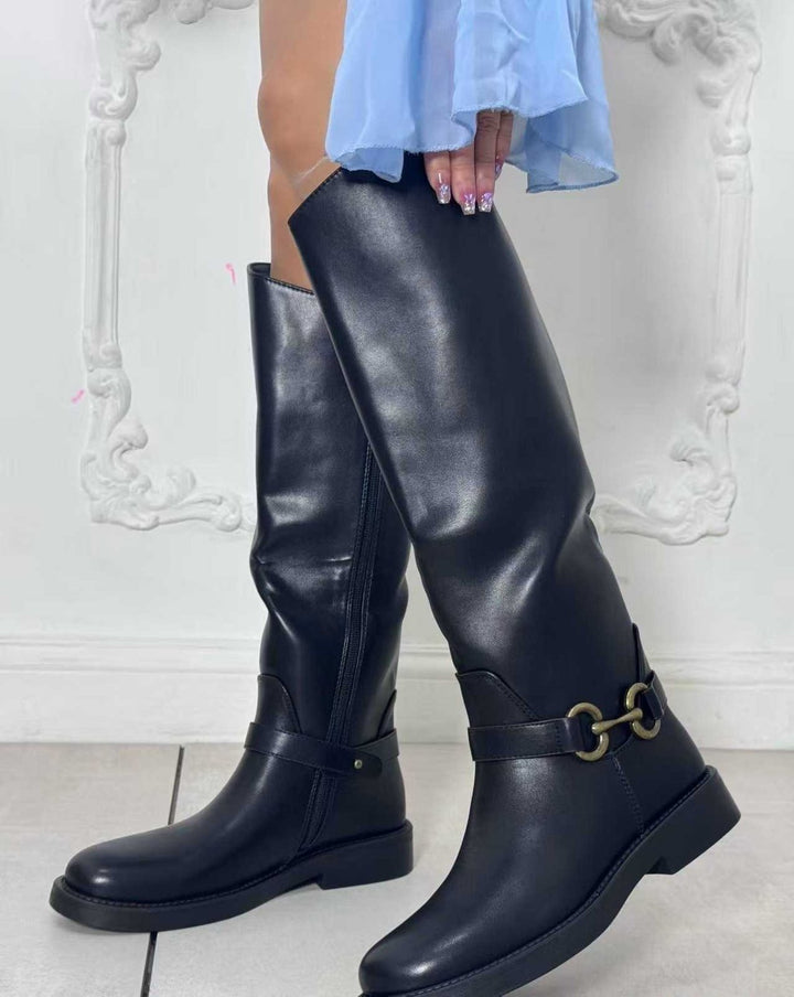 Stivale alto realizzato in ecopelle nera Nero Level Stores