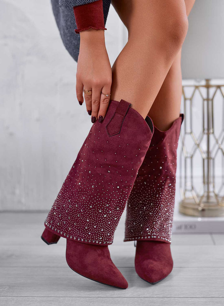 Stivali bordeaux camperos con strass Bordo Level Stores