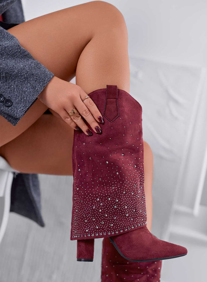 Stivali bordeaux camperos con strass Bordo Level Stores