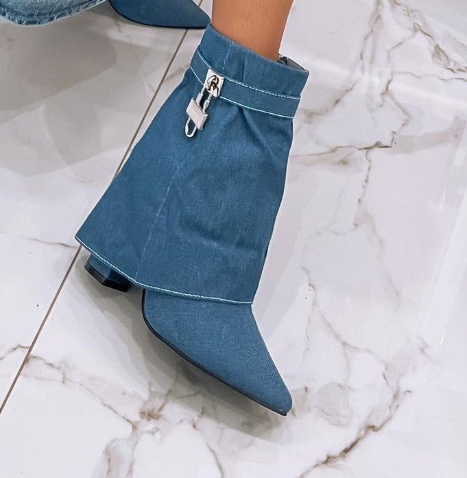 Stivali in Jeans denim con lucchetto Calzata regolare Jeans blu Level Stores