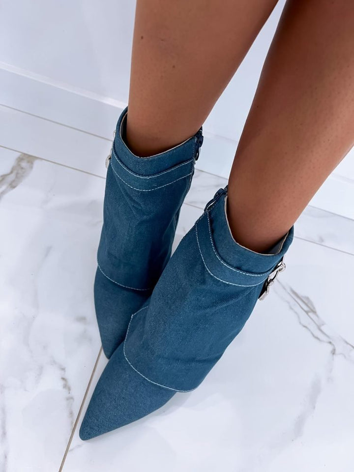 Stivali in Jeans denim con lucchetto Calzata regolare Jeans blu Level Stores