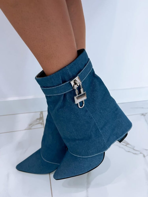 Stivali in Jeans denim con lucchetto Calzata regolare Jeans blu Level Stores