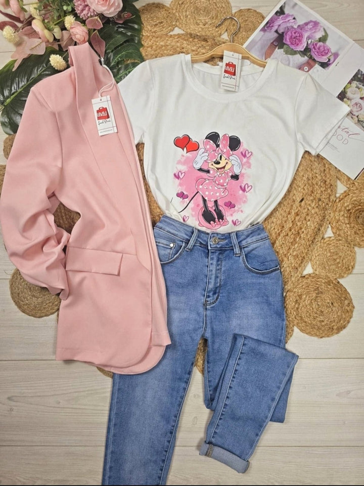 T-shirt a girocollo mezza manica e stampa - Bianco - Level Stores