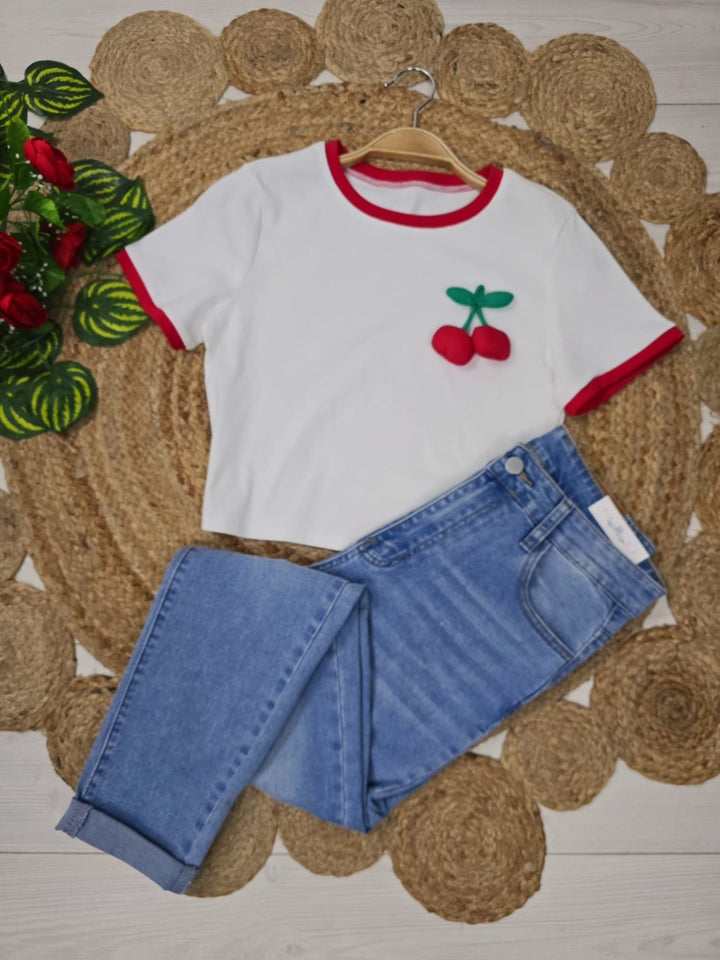 T-shirt con ciliegie Bianco Level Stores