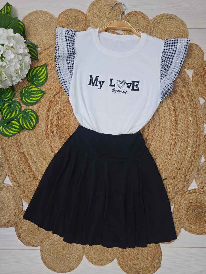 T-shirt con scritta centrale e dettagli in ricamo Bianco Level Stores