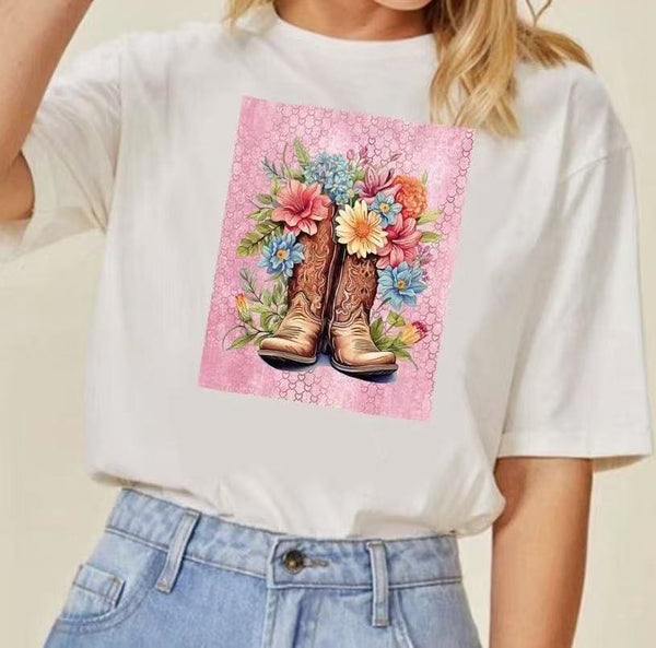 T-shirt con stampa fiore - Rosa - Level Stores