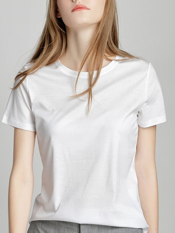 T-shirt di cotone con mezza manica - Bianco - Level Stores