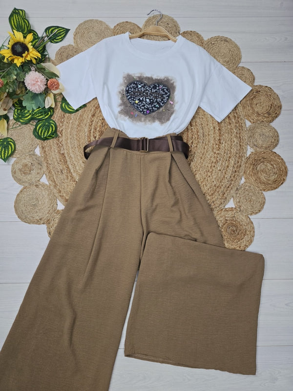 T-shirt di cotone con paillettes Bianco Level Stores