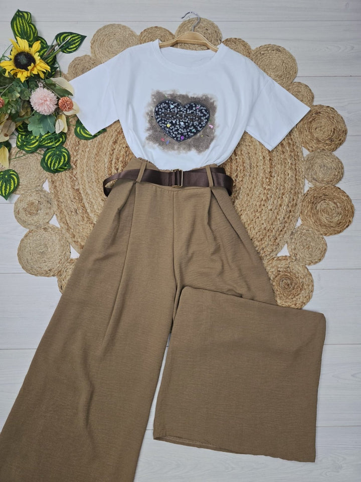 T-shirt di cotone con paillettes Bianco Level Stores