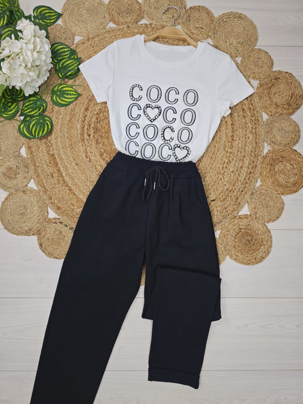 T-shirt di cotone in strass Bianco Level Stores
