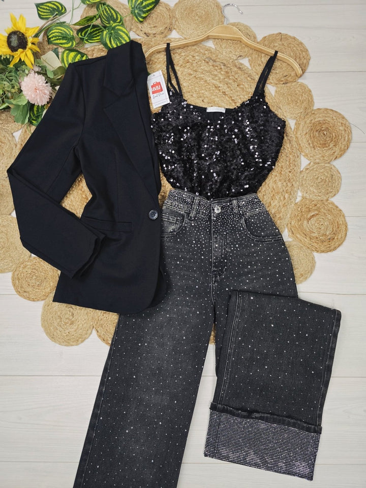 Top con paillettes Nero Level Stores