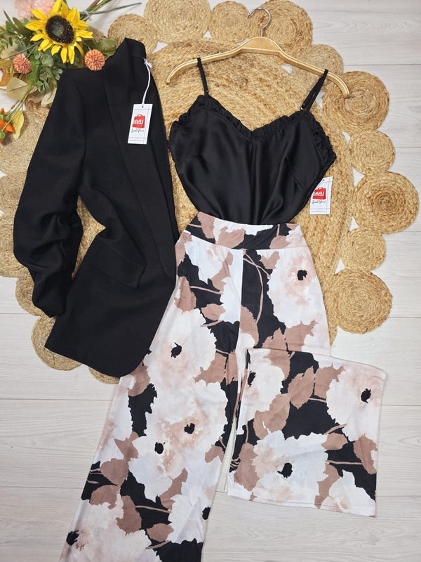 Top effetto raso scollo a V spalline sottil - Nero - Level Stores