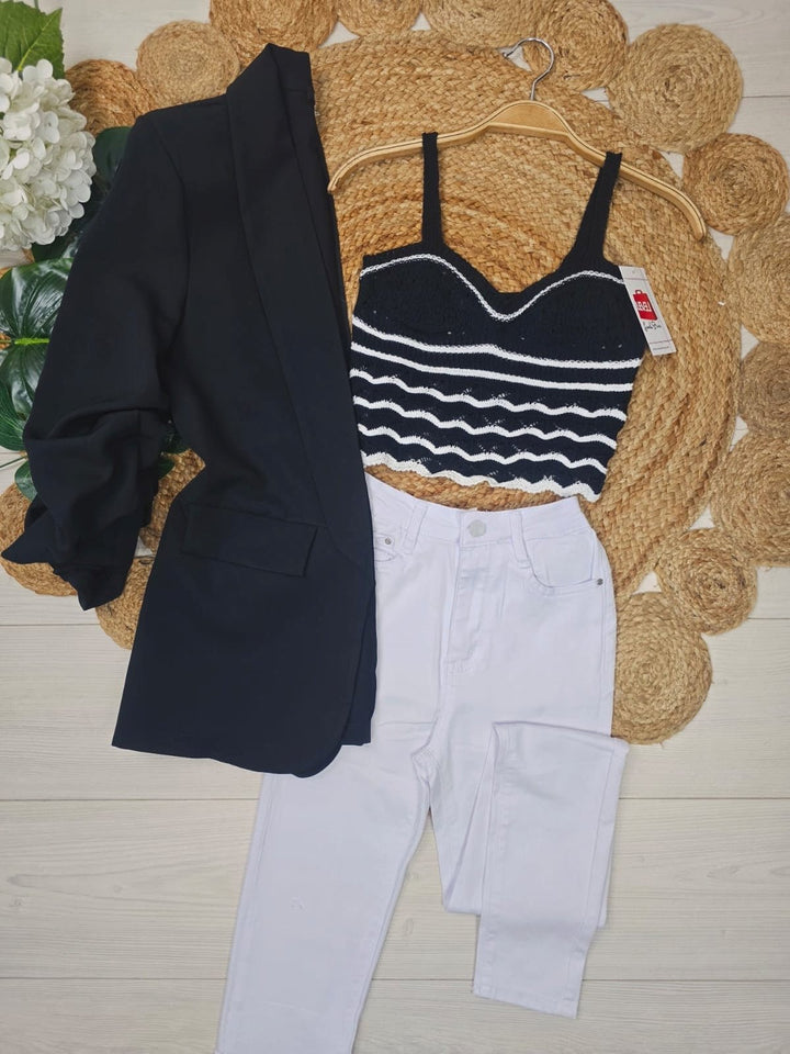 Top effetto uncinetto multicolore - Beige - Level Stores