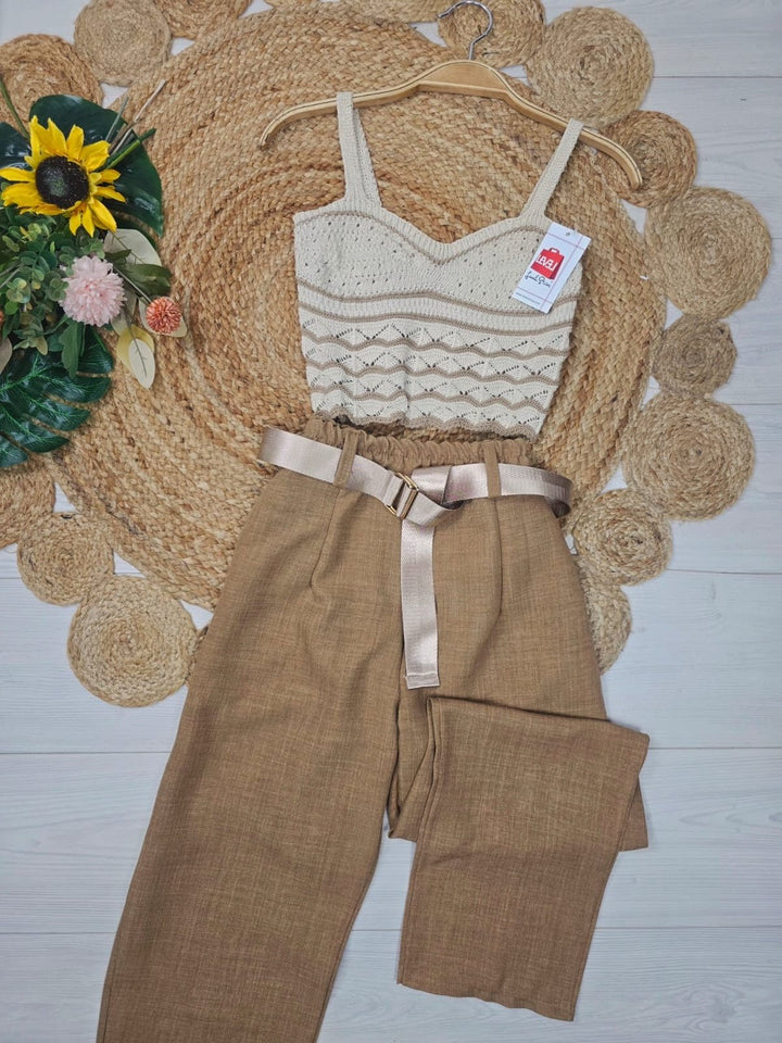 Top effetto uncinetto multicolore - Beige - Level Stores