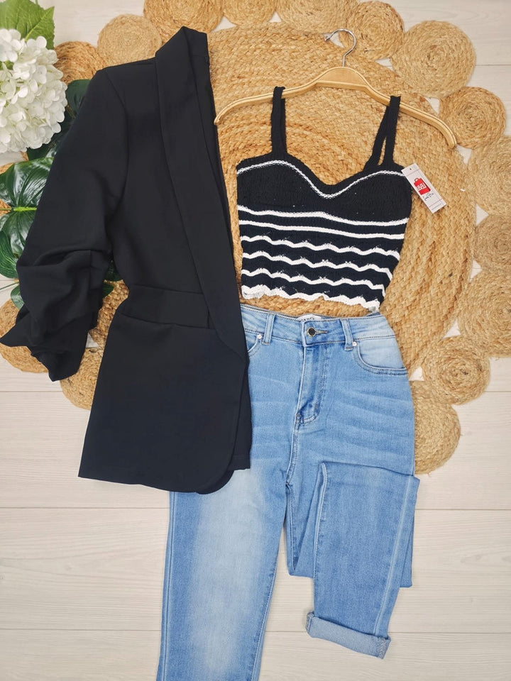 Top effetto uncinetto multicolore - Nero - Level Stores