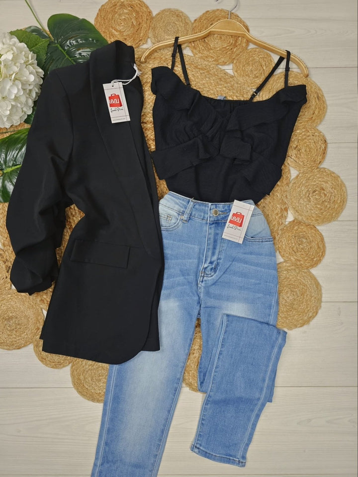 Top in chiffon scollo a V Spalle regolabili - Bianco - Level Stores