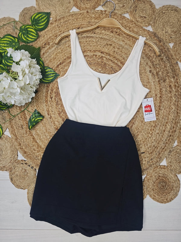 Top in lycra con bretelle aderente Bianco Level Stores