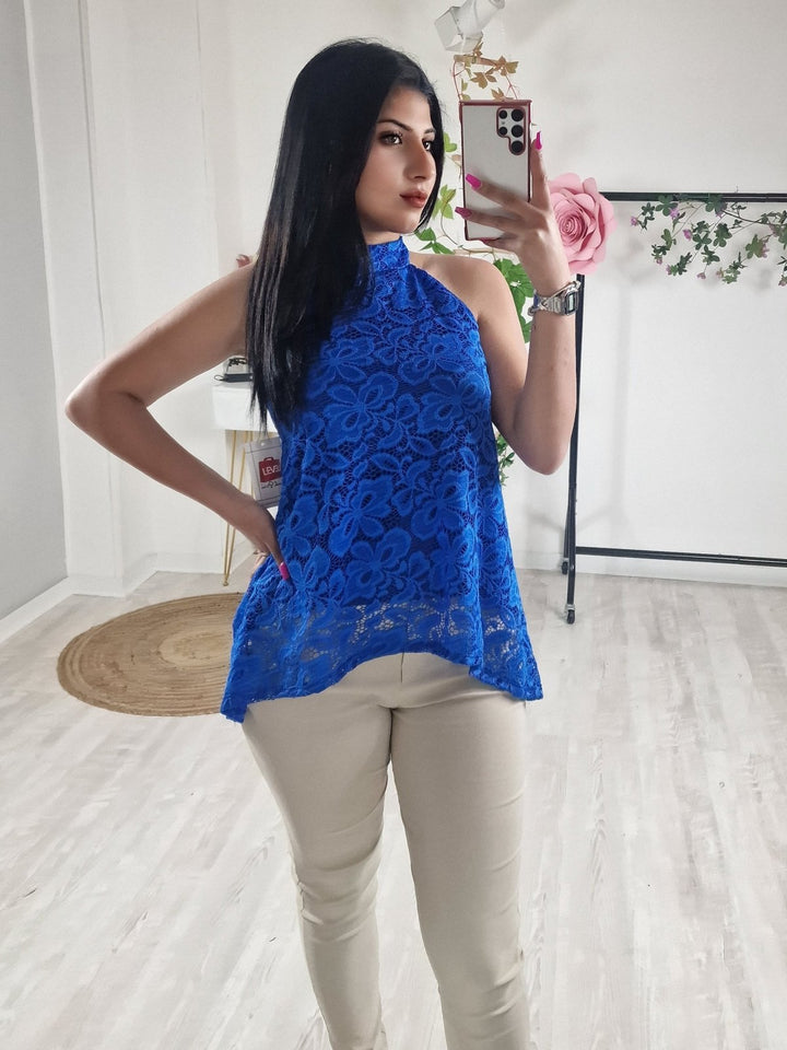 Top in pizzo - Blu elettrico - Level Stores