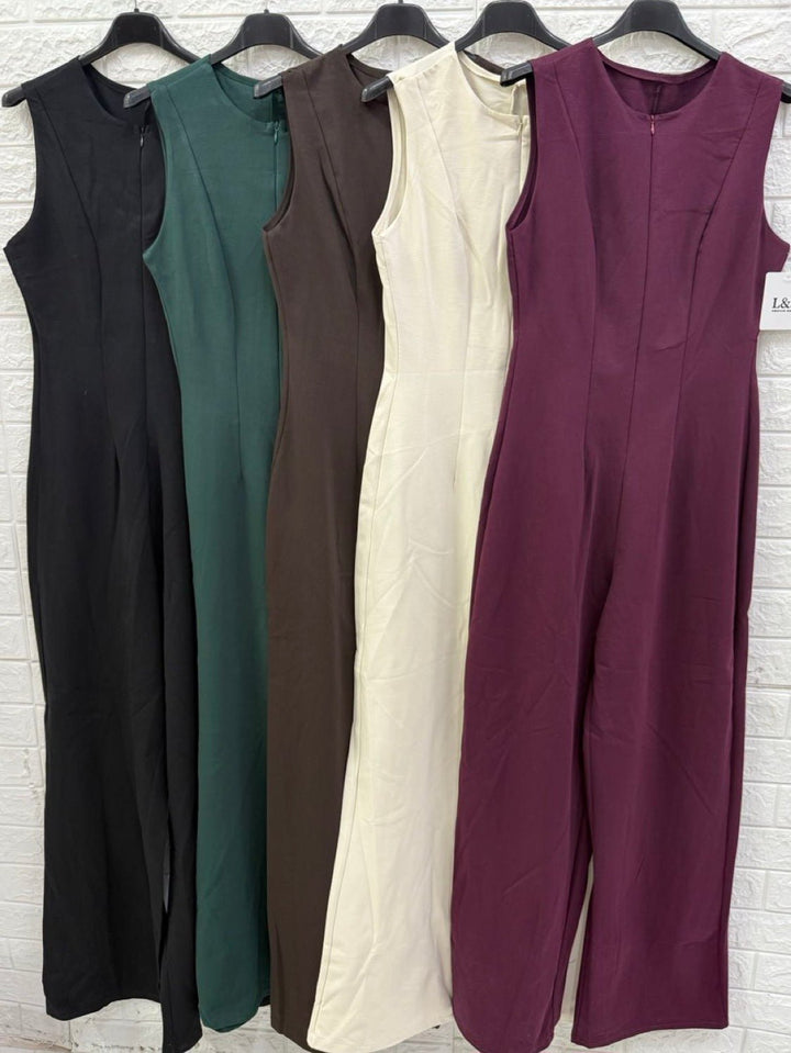 Tuta smanicato con pantalone palazzo con zip Nero Level Stores