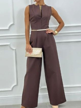 Tuta smanicato con pantalone palazzo con zip Nero Level Stores