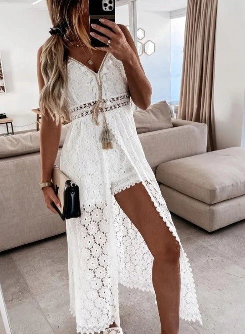 Abito in macramè - Bianco - Level Stores