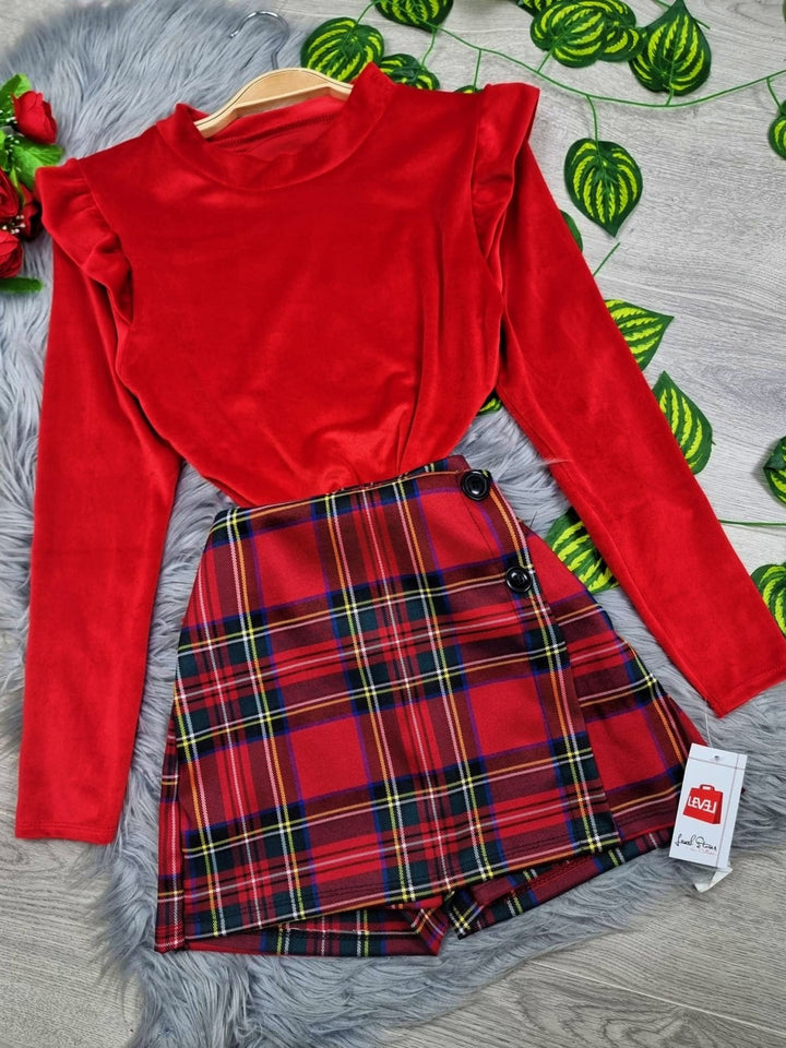 Pantagonna con fantasia scozzese - Rosso - Level Stores