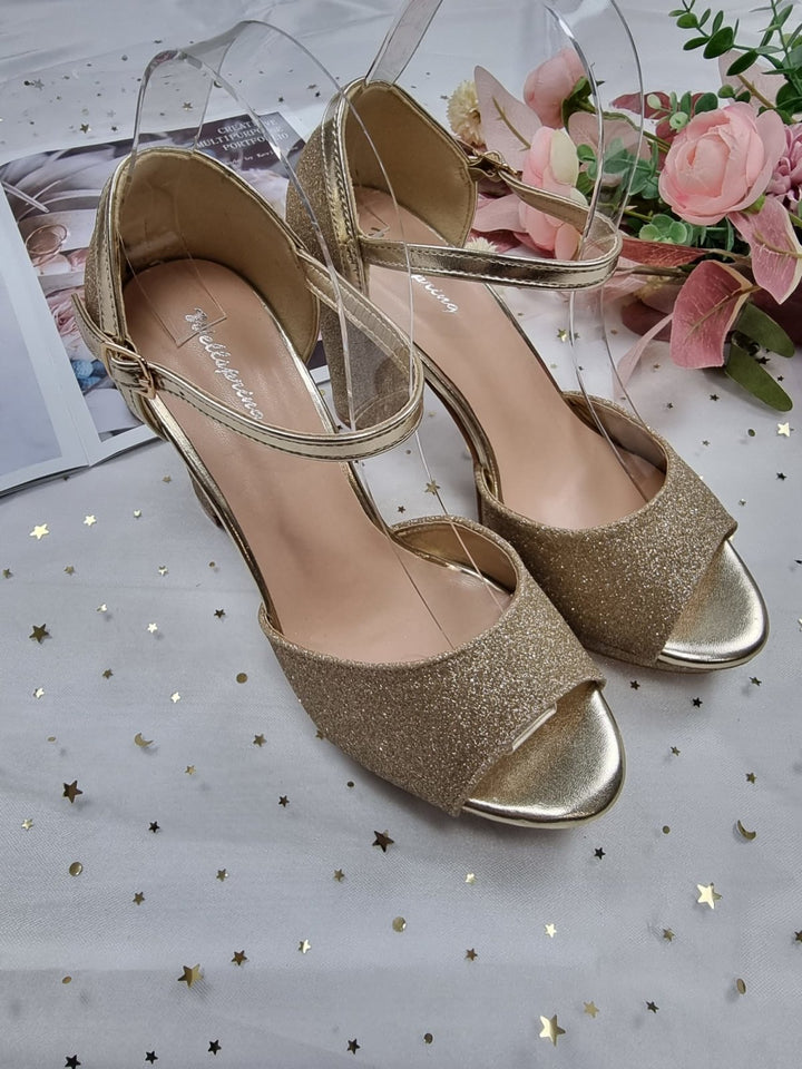 Sandalo in tessuto glitterato Oro - Oro - Level Stores