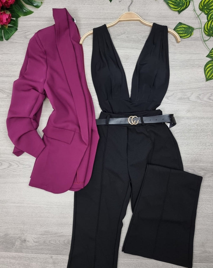 Blazer in tinta unita - Viola - Level Stores