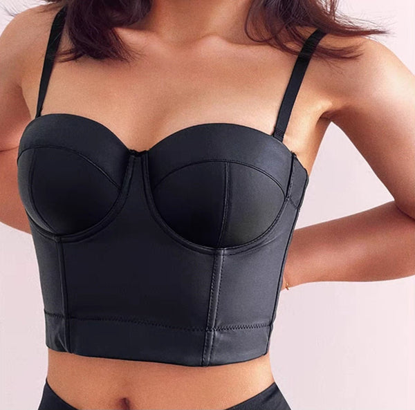 Top a corsetto con coppe preformate - Nero - Level Stores