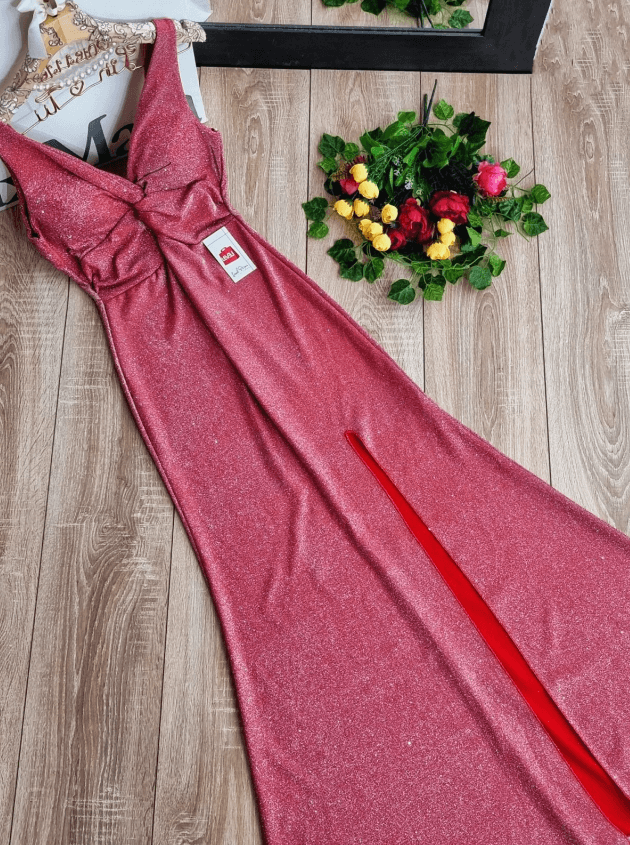 Abito lungo in lurex - Cipria - Level Stores