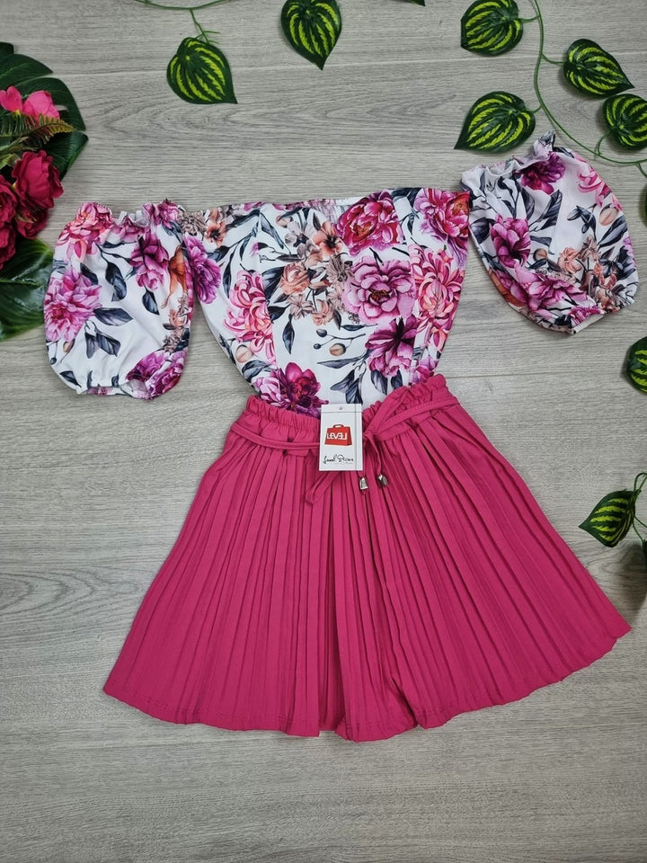 Top con fantasia floreale, - Fondo nero - Level Stores