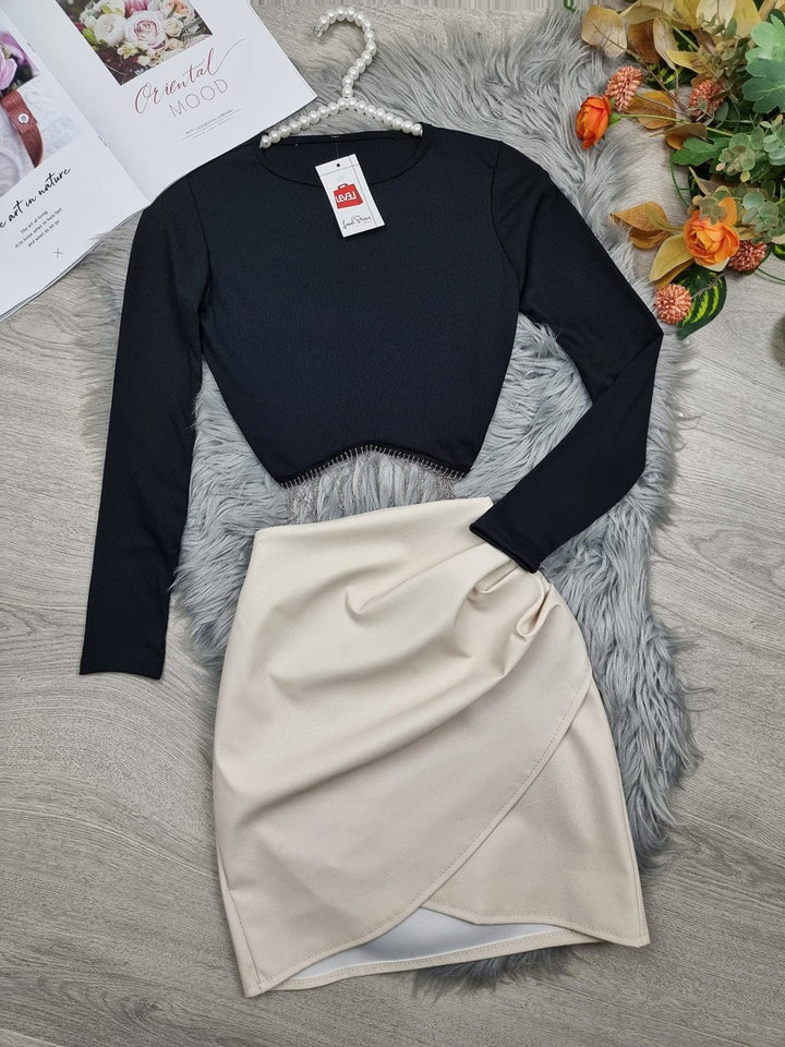 Maglia a costine, - Nero - Level Stores