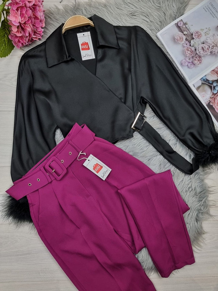 Pantalone in tinta unita - Viola - Level Stores