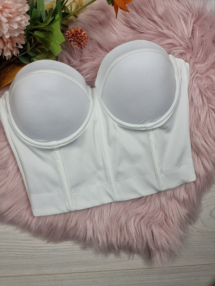 Top a corsetto con coppe preformate - Bianco - Level Stores