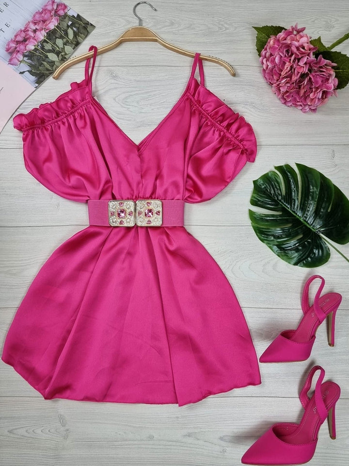 Abito in raso, - Fucsia - Level Stores