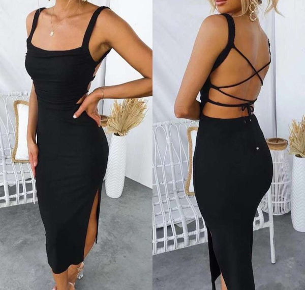 Abito lungo effetto lycra - Nero - Level Stores