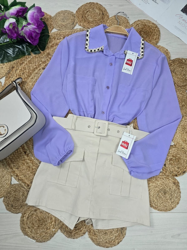 Camicia in chiffon Tasche - Nero - Level Stores