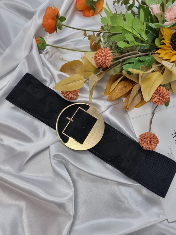 Cintura in camoscio con fascia elastica Nero - Nero - Level Stores