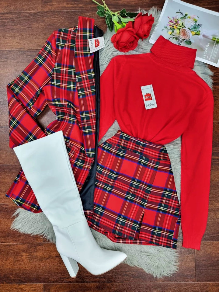 Completo Giacca pantagonna con fantasia scozzese - Rosso - Level Stores