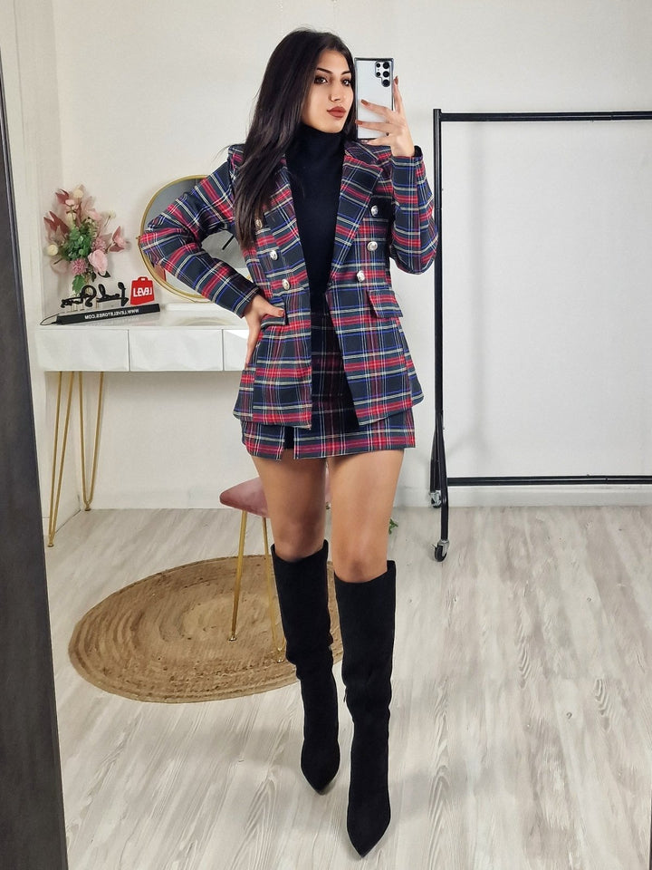 Completo Giacca pantagonna con fantasia scozzese - Nero - Level Stores