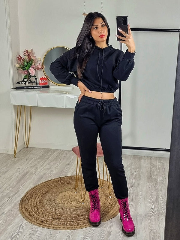 Completo tuta felpa - pantalone - Nero - Level Stores