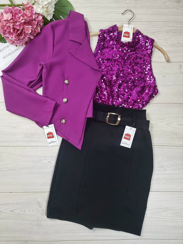 Giacca tessuto scuba crepe con bottoni - Margenta - Level Stores