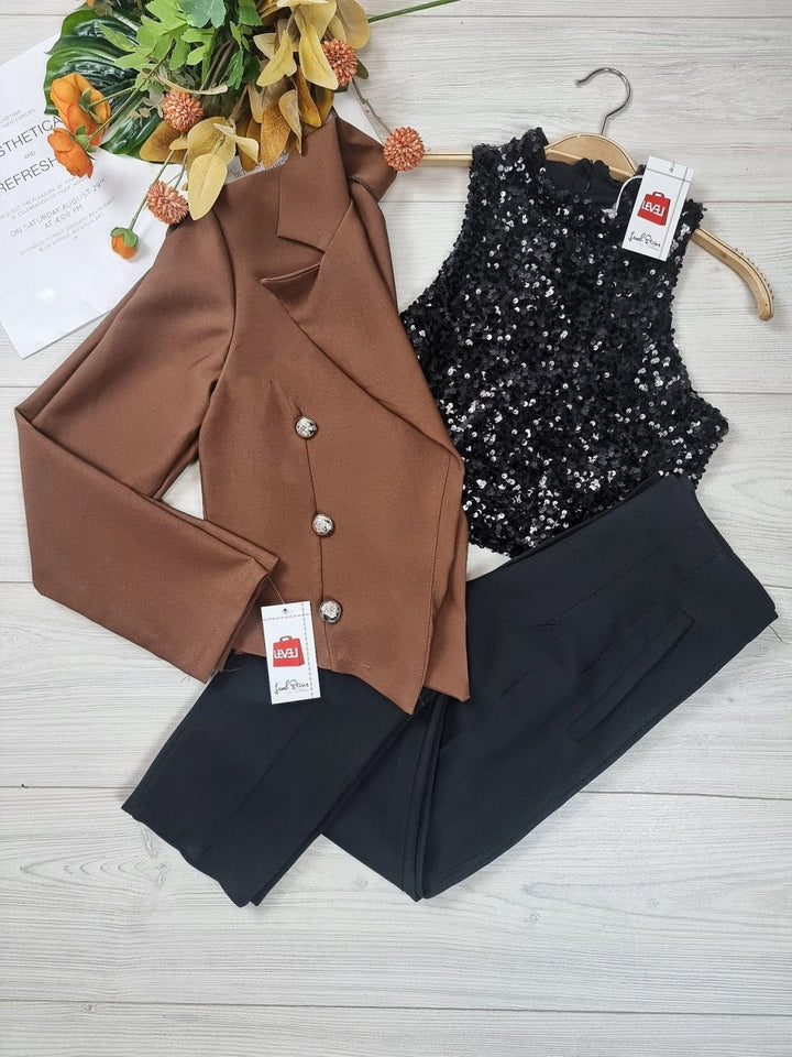 Giacca tessuto scuba crepe con bottoni - Marrone - Level Stores