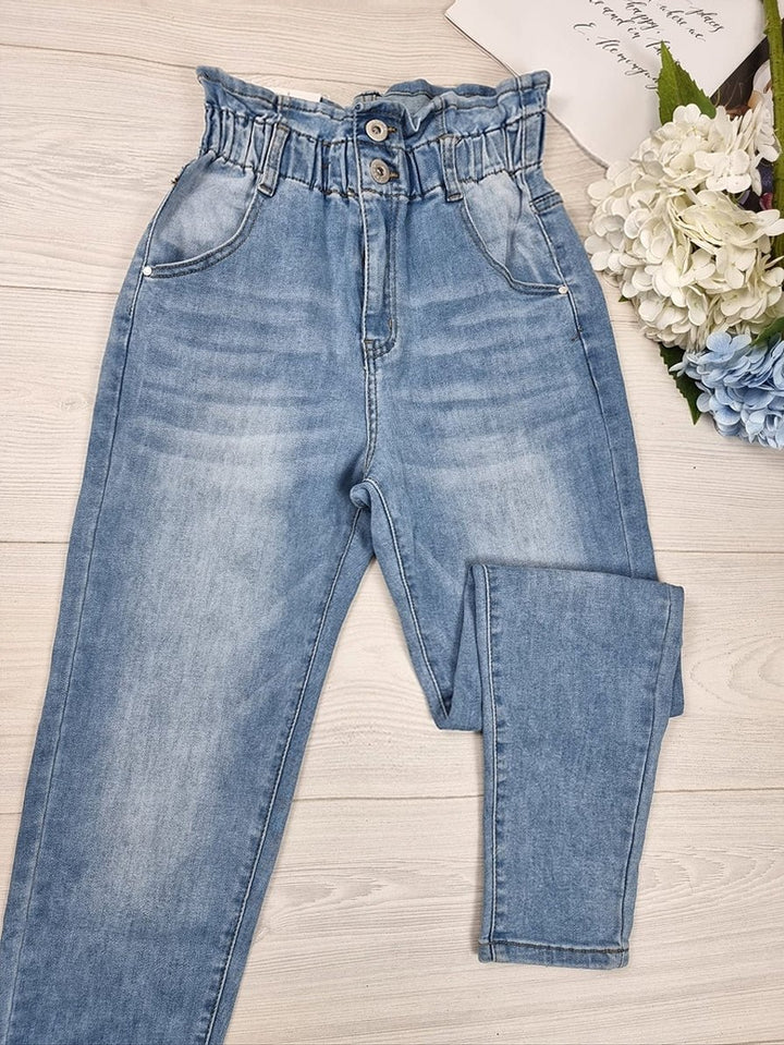 Jeans modello mom fit dal lavaggio chiaro, - Jeans chiaro - Level Stores