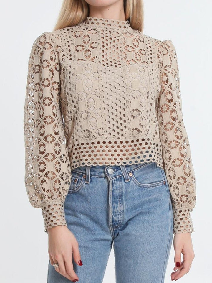 Maglia traforata foderata - Beige - Level Stores