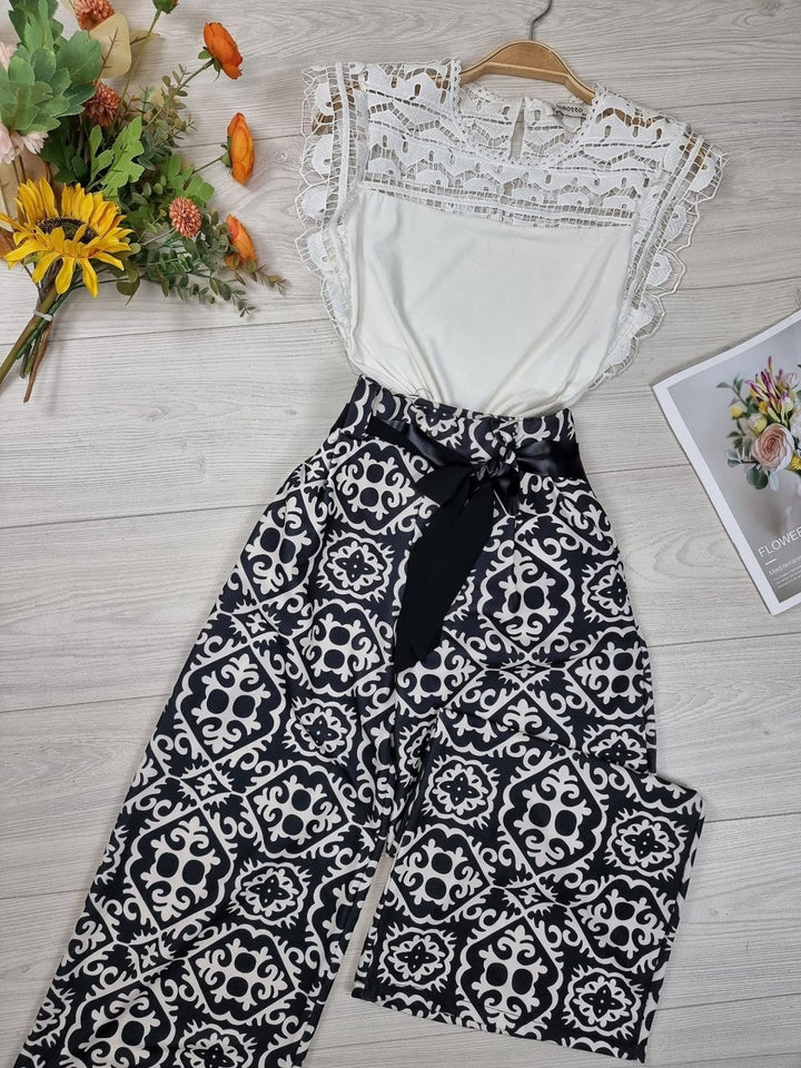 Maglia traforata in pizzo e macramè - Bianco - Level Stores