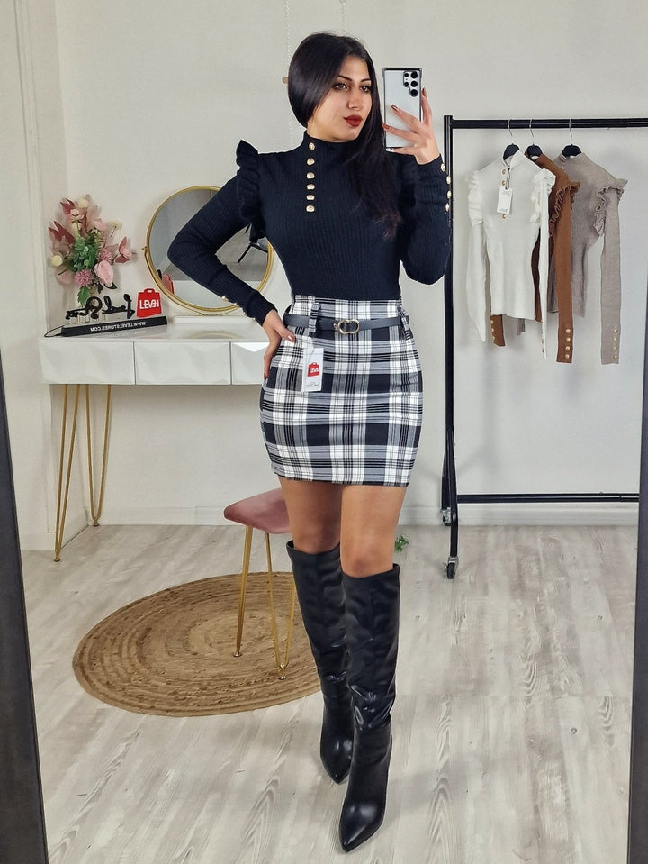 Maglione a costine bottoni - Camel - Level Stores