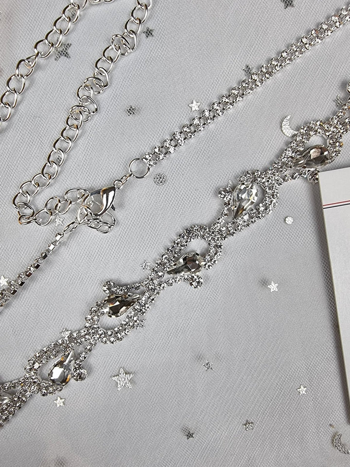 Cintura gioiello con pietre e strass. - Argento - Level Stores