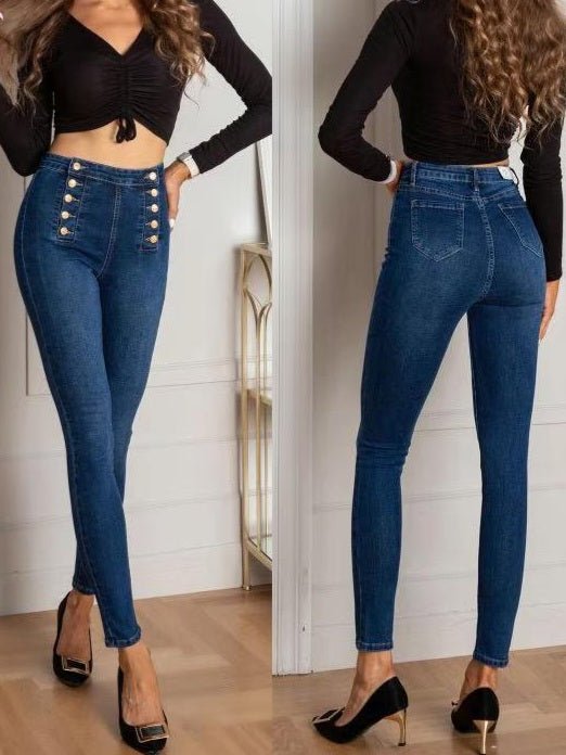 jeans a vita alta jeans a vita alta super skinny con effetto push up - Jeans scuro - Level Stores